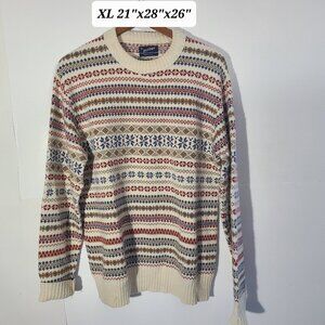 Vintage 80s Puritan Men's Mulitcolor Geometric Design Knit XL Sweater Made/USA